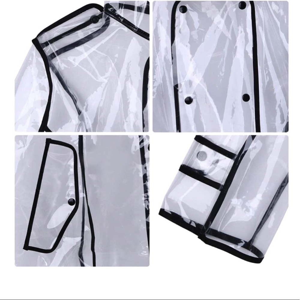 Transparent Hooded Raincoat Lightweight With Belt - Picture 4 of 7